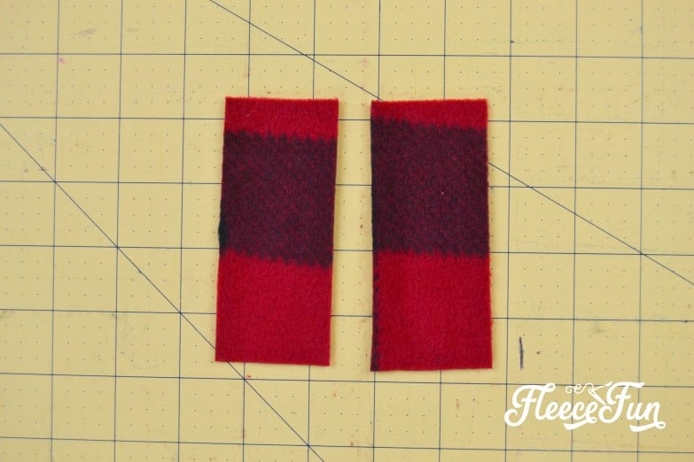Sewing small rectangles to create a tube for the DIY fleece ear warmer headband, using fleecefun's pattern.