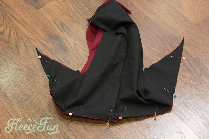 Sewing the wizard robe hood with fleecefun free template and tutorial