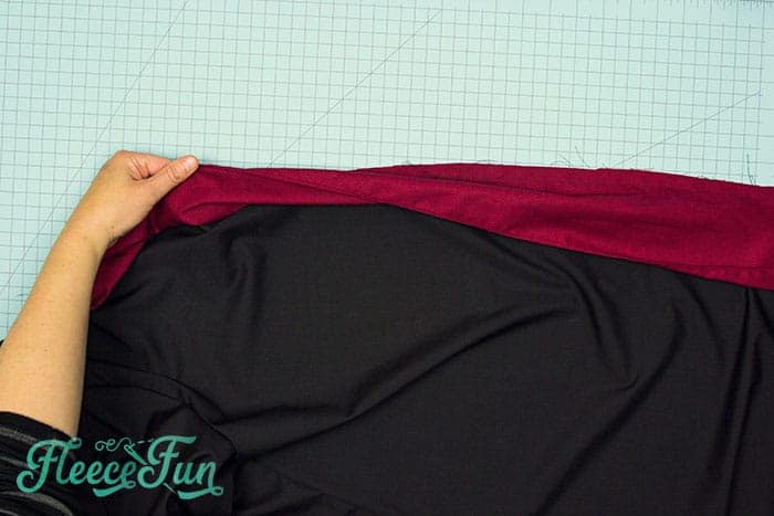 Turn the lining to the inside. repeat on the other side. Preparing the robe lining with fleecefun free template and tutorial