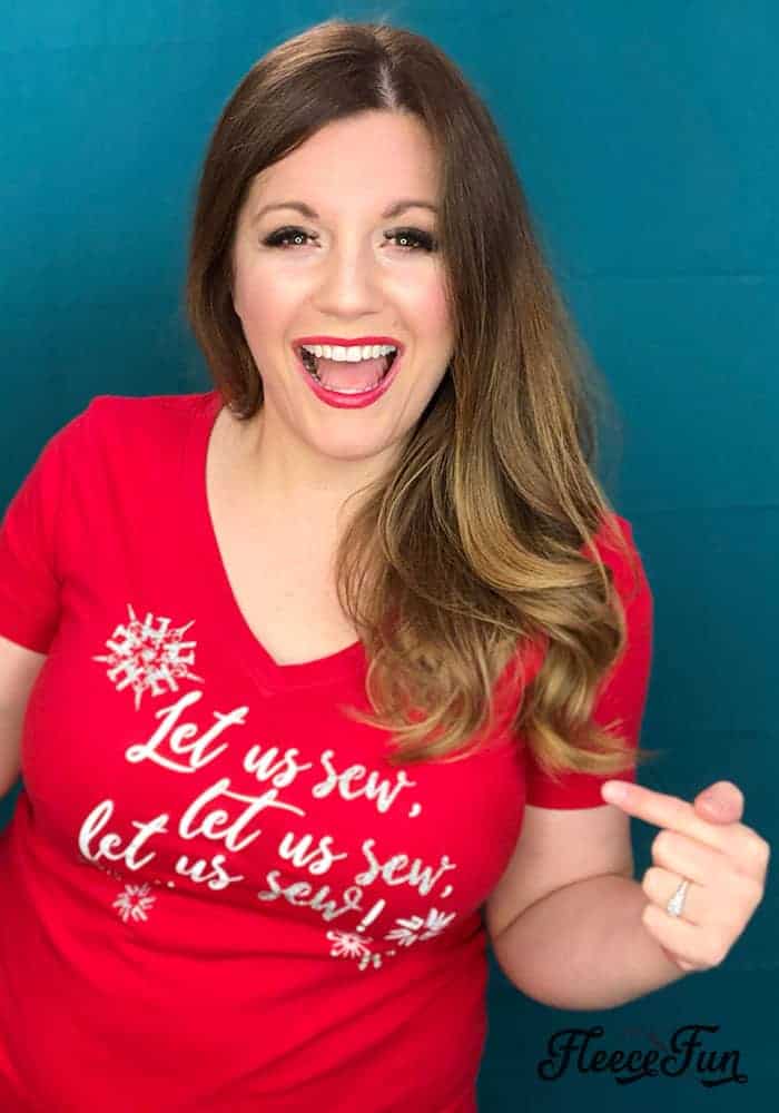 This Let us sew Free SVG file is perfect for wearing during your handmade holiday! With this free file and your vinyl cutting machine you can make this cute shirt.