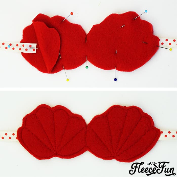pining the shell bras together