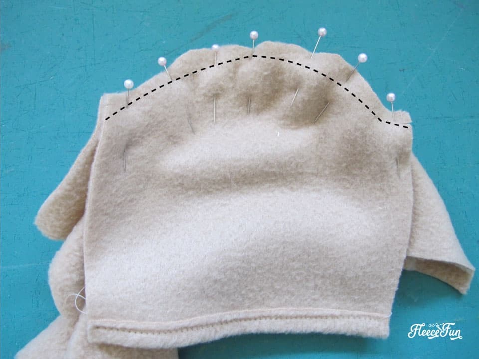 pinning the edges of the sleeves