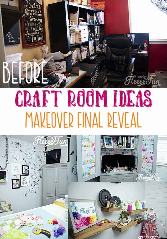 You'll love these Craft Room Ideas and the beautiful pictures of this craft room makeover. She takes it from dark and cluttered to airy and wow! #craftroom #craftroomorganization #craftroomdesign #craftroomideas