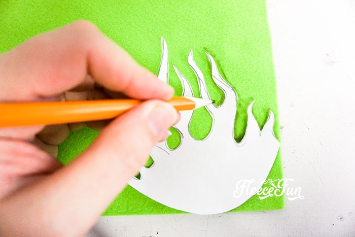 2 flames in bright green craft felt.