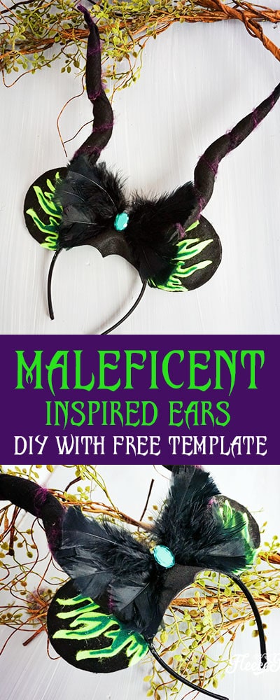 These Maleficent inspired Minnie Ears are perfect for chillin like a villain at your favorite Disney Park or a great idea for Mickey's Not So Scary Halloween Party. The free printable template makes it easy to put together. #minnieearsdiy #minnieearsheadband #minnieearsdiyhowtomake #maleficentcostume #maleficentcostumediy #disneycrafts #mickeysnotsoscarycostumes #mickeysnotsoscaryhalloweencostumes