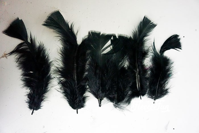 Trimming all the feathers.