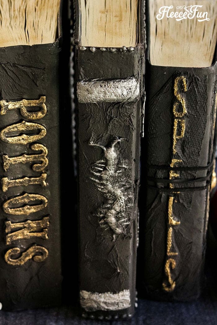 adding more magical effects. This Harry Potter Spell Book DIY is easy to follow and you can make several different versions of books to fill up your Wizarding Library. Be the envy of our Hogwarts classmates with your book collection!