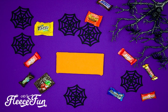 Making the bottom sturdy for candy storage using fleecefun’s free Halloween bag pattern