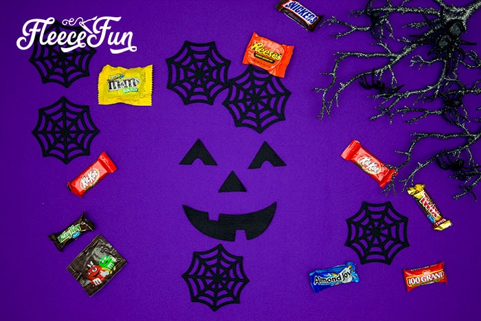 DIY Halloween bag project – cut the fabric using fleecefun’s free pattern and guide