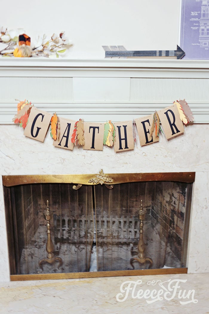 Thanksgiving project: This lovely Gather Thanksgiving banner DIY is perfect for adding beauty to any Thanksgiving and fall decor. With it's simple, but elegant design it is the perfect accompaniment to your festivities.