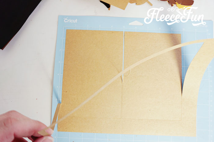 Step 1 - Cut out the Thanksgiving banner elements using FleeceFun's free template and tutorial
