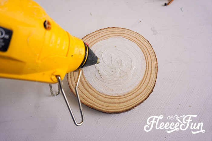 applying glue to the wood