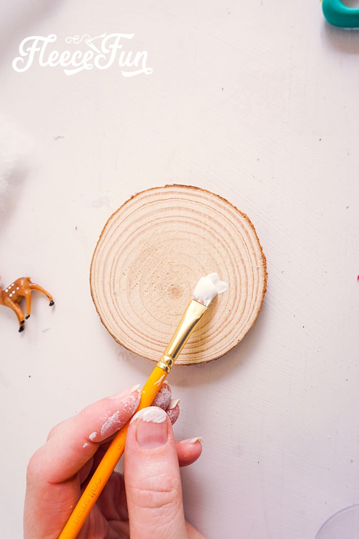 Step 1 of DIY cloche ornament: preparing the base using fleecefun free template and tutorial