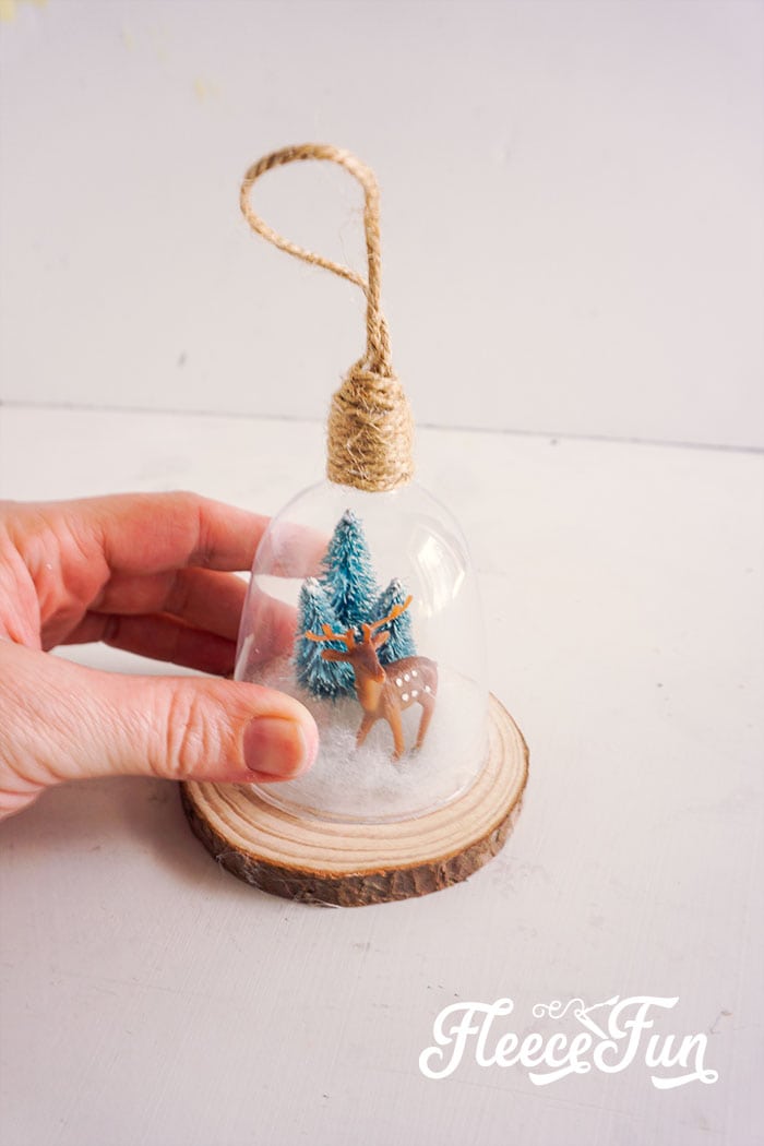 Putting together the Christmas cloche ornament with fleecefun free template and tutorial