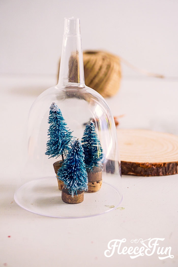 Adding festive items for a cloche ornament with fleecefun free template and tutorial