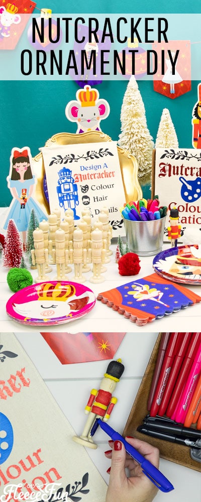 This Nutcracker Ornament DIY is easy and fun for all ages. Set up is perfect for a party and everyone can let their creativity shine with this tutorial!