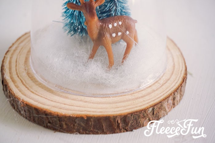 Step 4: final assembly of DIY cloche ornament using fleecefun free template and tutorial