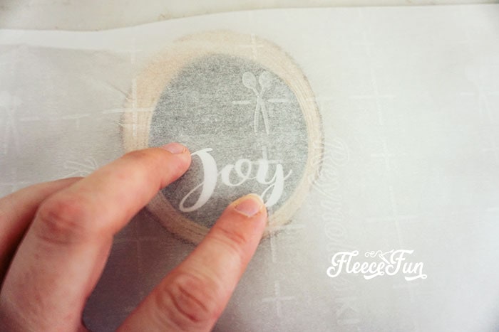 Creating “Joy” letters for wooden Christmas ornament, with fleecefun tutorial