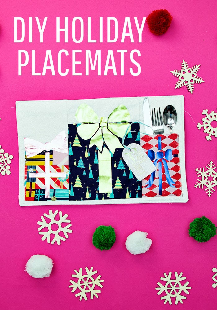 These DIY Placemats for the holidays are the perfect addition to your tablescape.  Made with lots of different coordinating fabrics this can also be a great scrap buster as well!#christmascraft #christmasdiy #christmasdecoration #christmasdecorations #handmadechristmasdecoration #xmasdecoration #holidaysewigproject #sewingproject #cricutmaker 