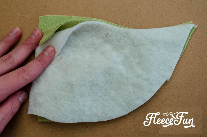 Creating Baby Yoda ears for the hat using fleecefun’s tutorial.