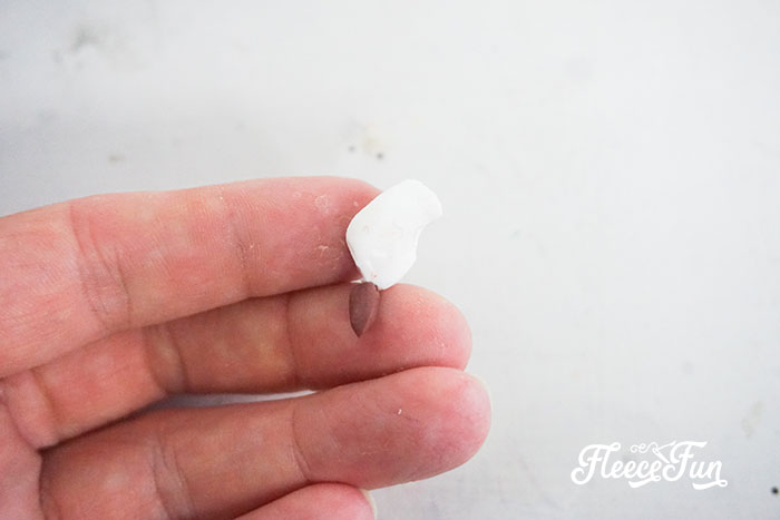 Preparing polymer clay for crafting a DIY gnome ornament with fleecefun’s free template