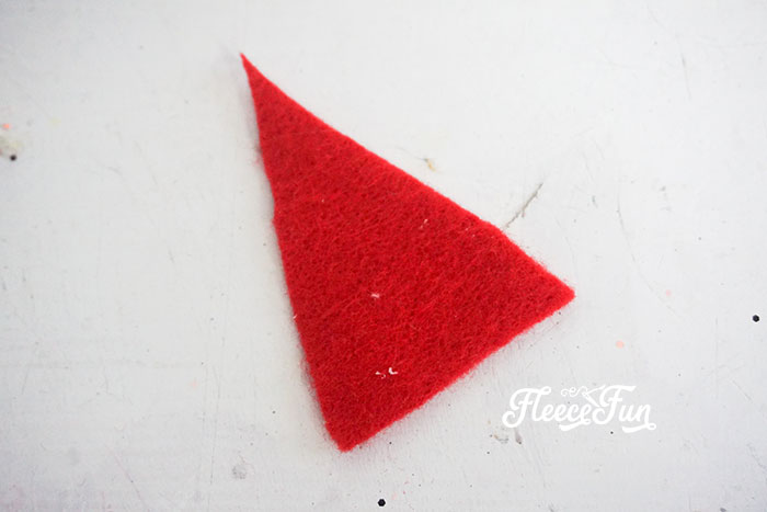 Crafting a DIY gnome for a Christmas ornament using fleecefun’s free template