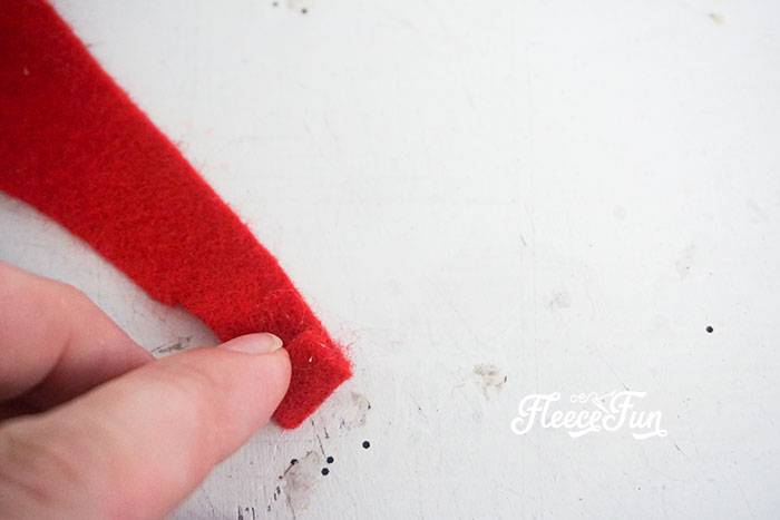 Creating the handmade gnome for a festive ornament with fleecefun’s tutorial