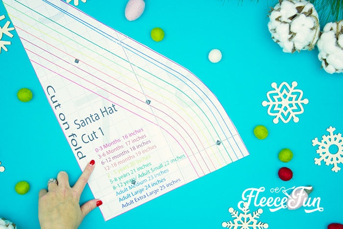Assembling the free Santa hat pattern from fleecefun, using the free template and tutorial