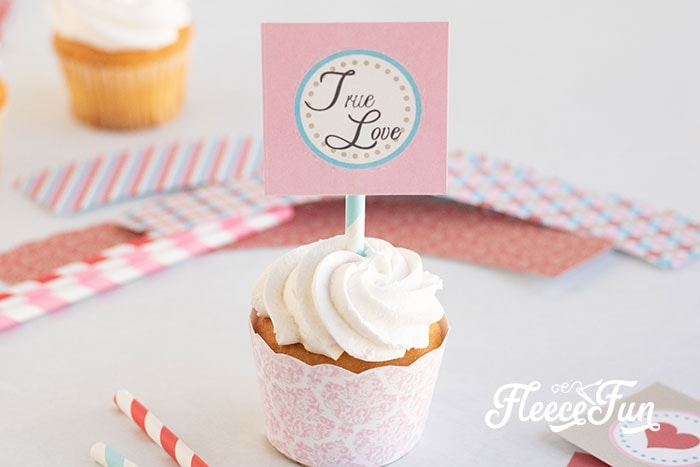 These free Valentines printables are cute and easy to make. Step by step instructions to make a Banner, cupcake wraps and more!
