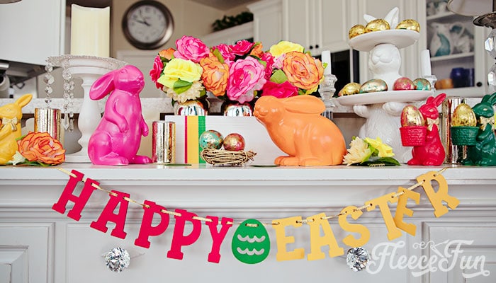 Step-by-step Easter centerpiece assembly – placing foam for flower support with fleecefun