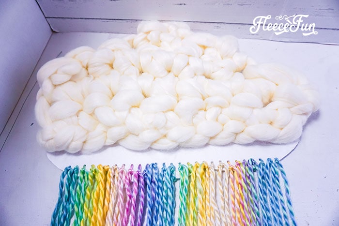 DIY step-by-step rainbow creation for nursery wall art with fleecefun tutorial