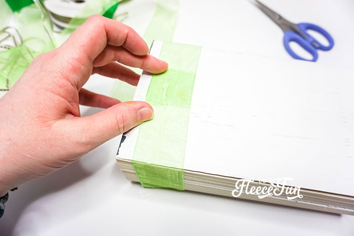 hot gluing the ribbon