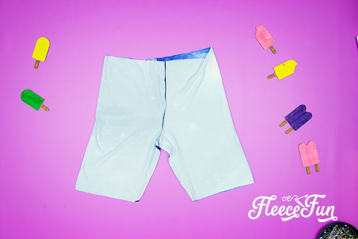 Step-by-step guide to stitching the inside seam for easy shorts pattern from fleecefun