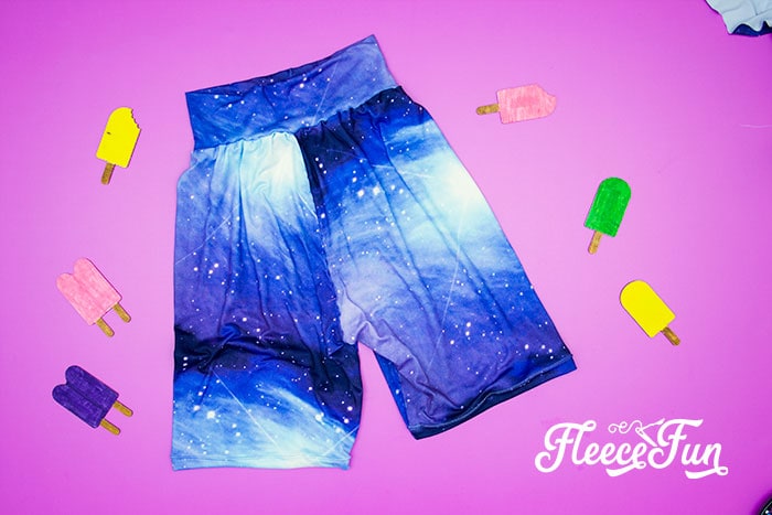 Final steps to completing DIY shorts with fleecefun’s free template and tutorial