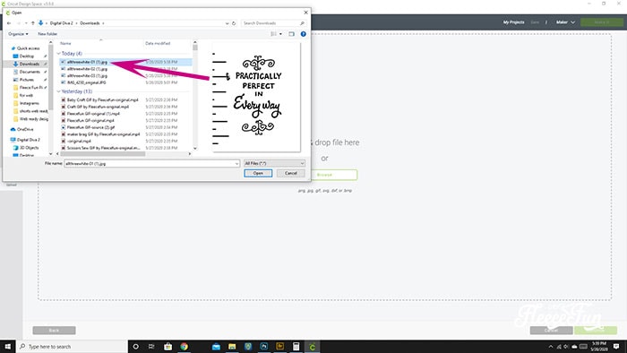 dropping the files into cricut