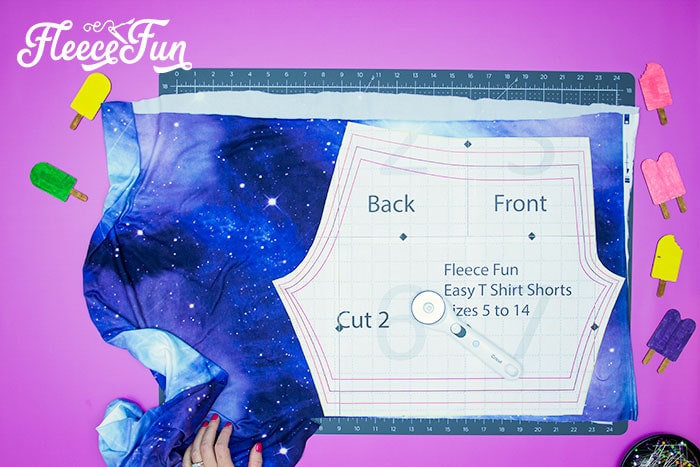 Using fleecefun’s free template and tutorial to cut out the perfect shorts pattern