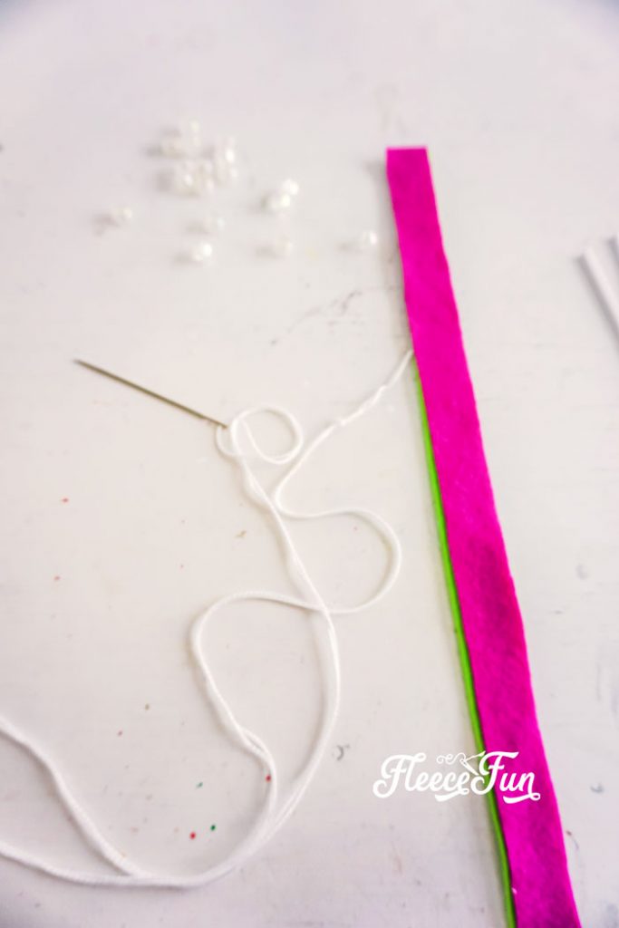Materials for ribbon ornament. I love the look of these DIY Felt Candy Christmas Tree Ornaments.   Fast to make, they add a little whimsy and fun to your tree - while not adding calories to your waistline.