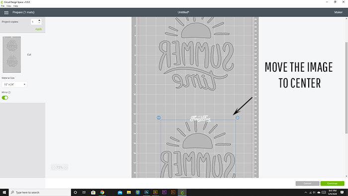 moving the image at the center