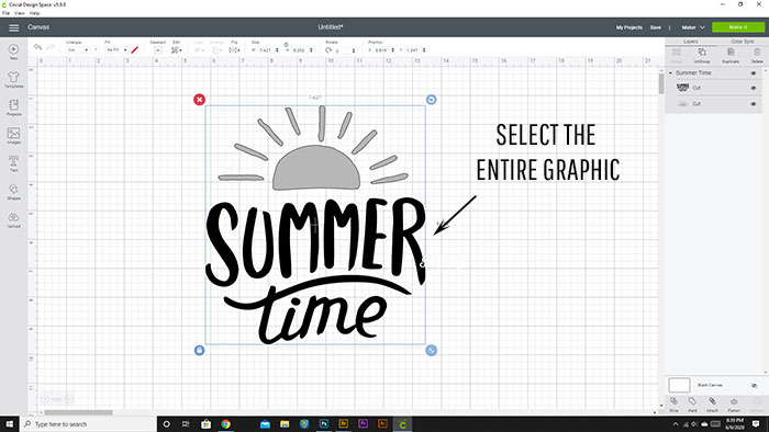 selecting the graphics.