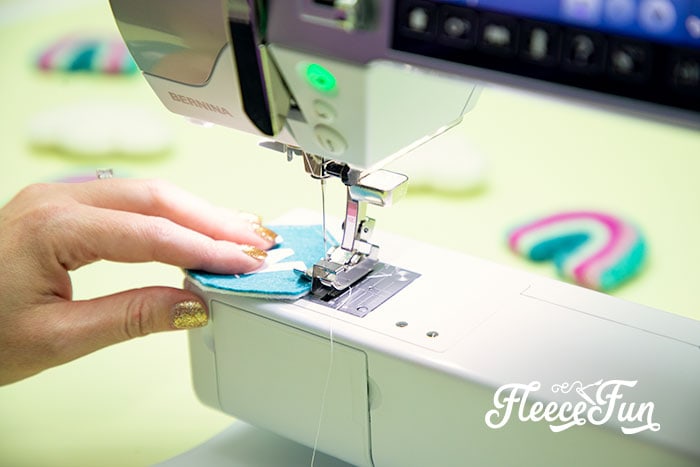 Sewing the hexagons together. This Matching Game DIY is perfect for learning and made to be durable to last for several years of abuse from kids!