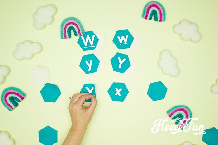 matching up fronts and back of hexagons.