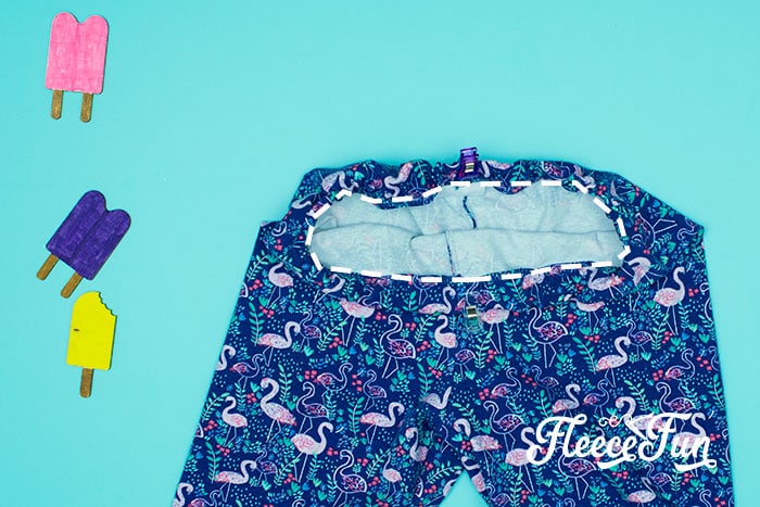 show top stitch placement.