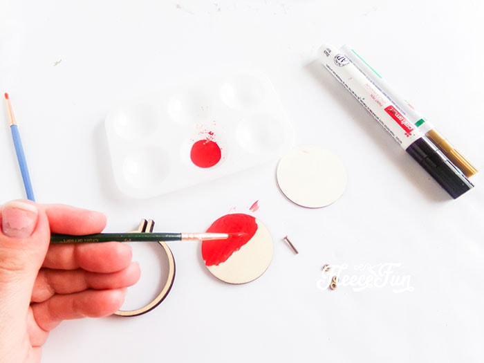 Painting the base layer of your Santa ornament with fleecefun free template and tutorial.