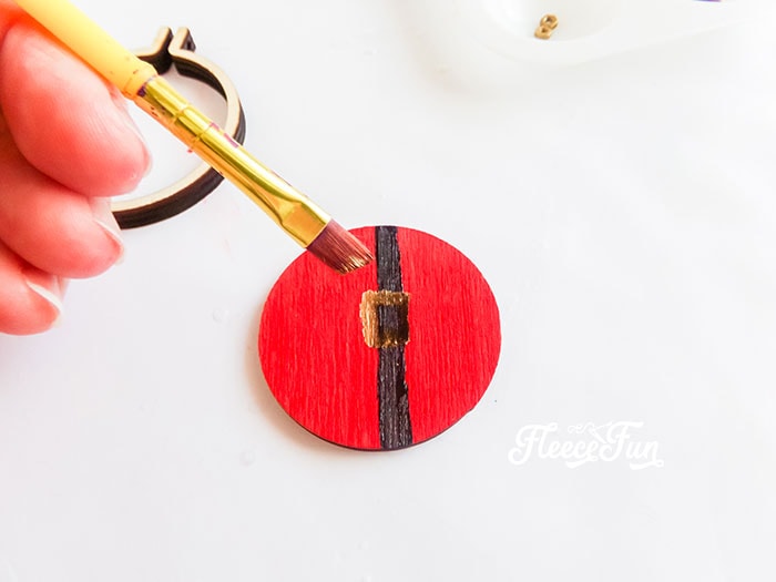 Step 3 of the Santa ornament tutorial: adding the festive touches with fleecefun free template and tutorial.