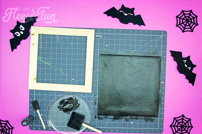 Preparing the canvas for Halloween SVG decor with Fleecefun’s free template