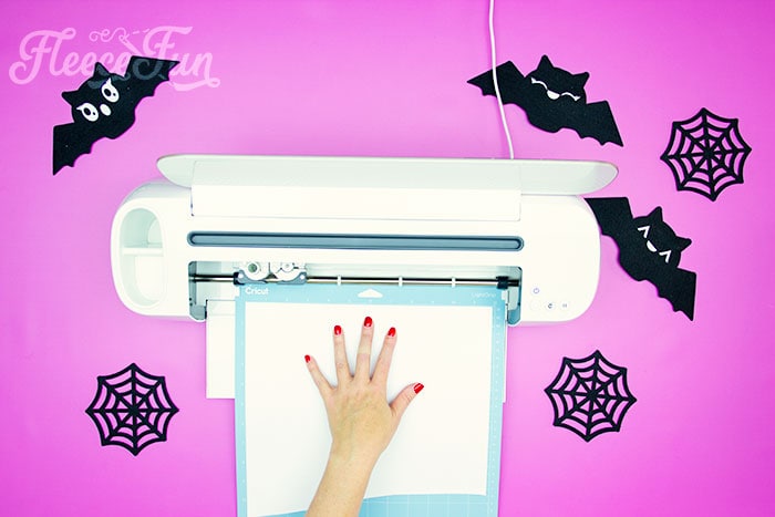Cutting out Halloween SVG elements from Fleecefun’s free tutorial