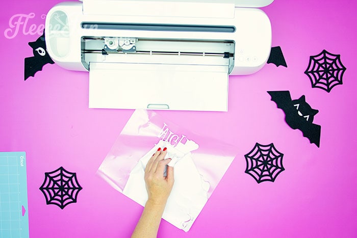 Detailed instructions on cutting Halloween SVG elements for Fleecefun project