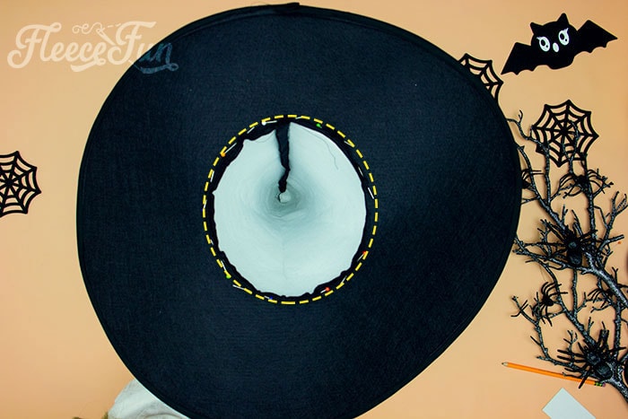 Shows the sewing line around the cone and brim interior of the witch hat. Learn how to make a witch hat with this free pdf pattern and step by step tutorial. This couture style hat is sure to be a favorite year after year.