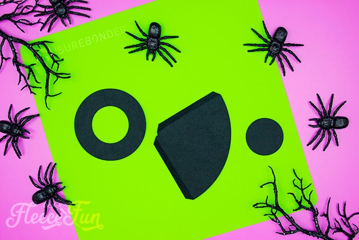 All of the items cut out. This DIY Mini Witch Hat is no sew and comes with a free PDF pattern and SVG template to make it a breeze! 3 mini sizes so you can make the perfect hat!