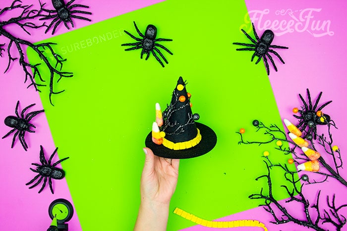 decorated witch hat. This DIY Mini Witch Hat is no sew and comes with a free PDF pattern and SVG template to make it a breeze! 3 mini sizes so you can make the perfect hat!